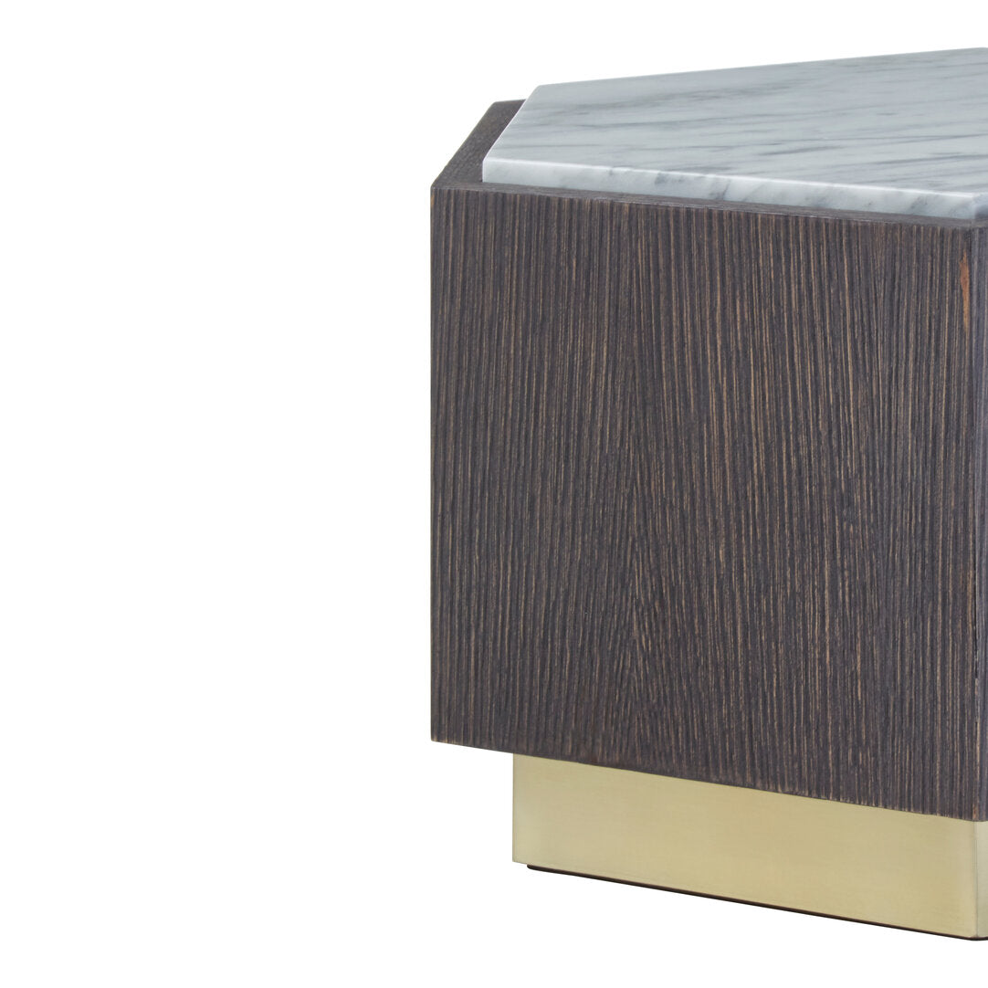 Palazzo Hexagon Side Table - Dark Oak & Marble