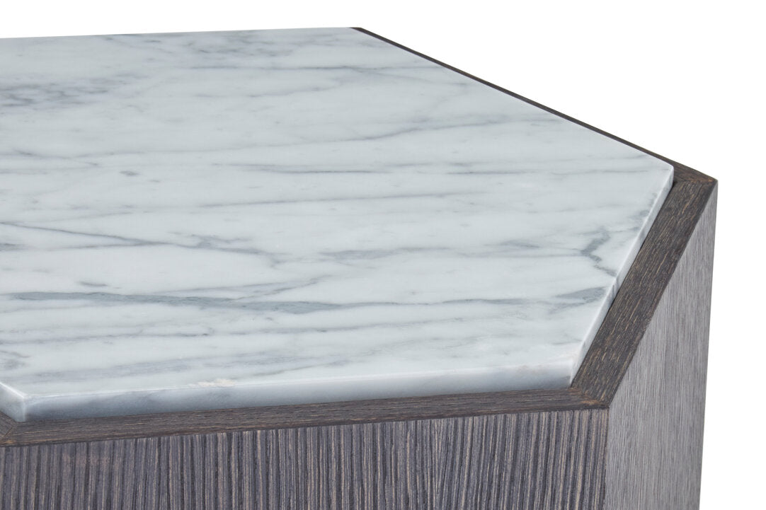 Palazzo Hexagon Side Table - Dark Oak & Marble