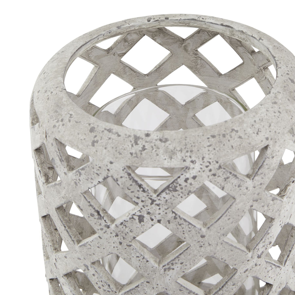 Esmara Grey Stone Effect Hurricane Lantern - Large