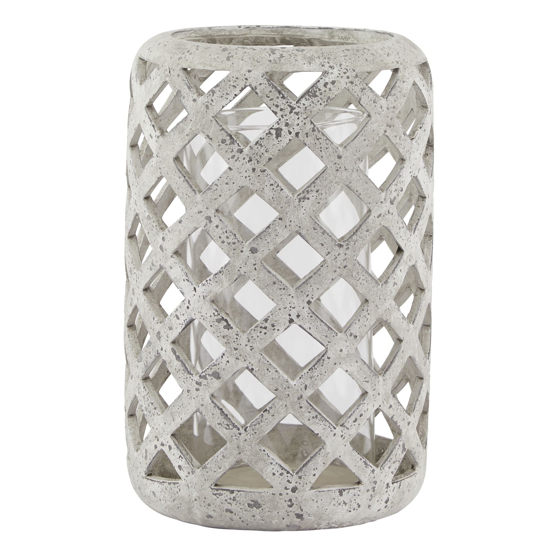 Esmara Grey Stone Effect Hurricane Lantern - Large
