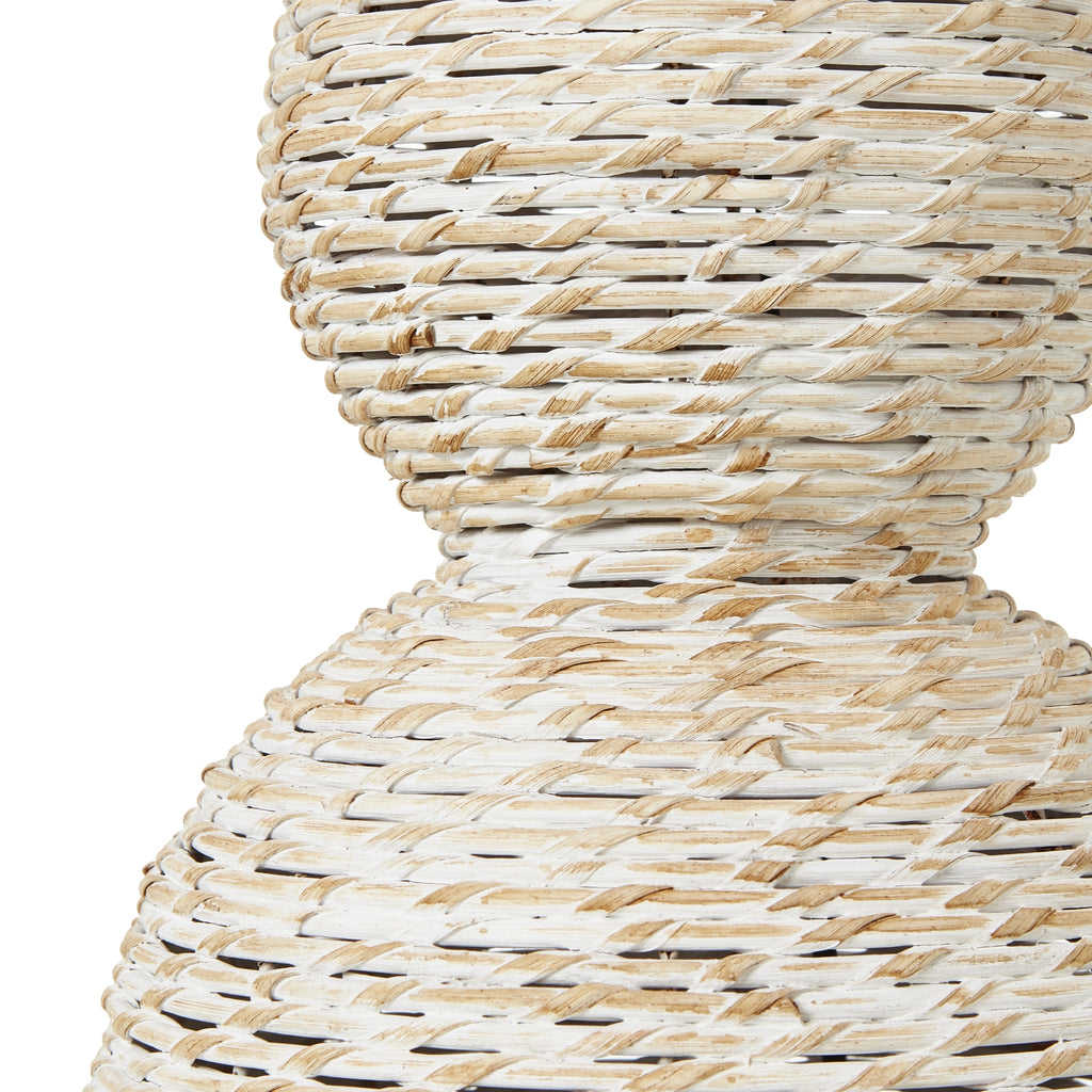 Fern White Wicker Globe Table Lamp