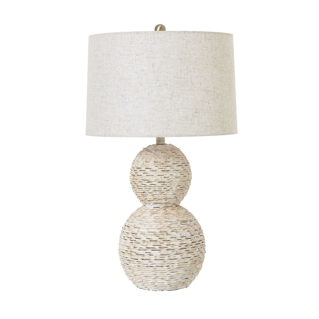 Fern White Wicker Globe Table Lamp