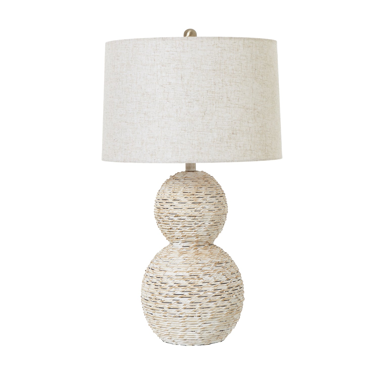 Fern White Wicker Globe Table Lamp