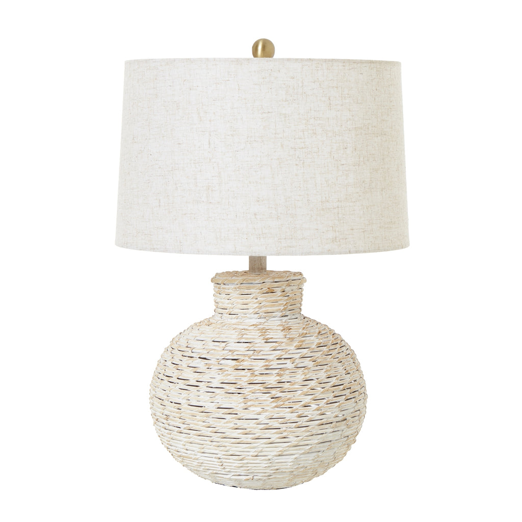 Ferm White Wicker Table Lamp - Large