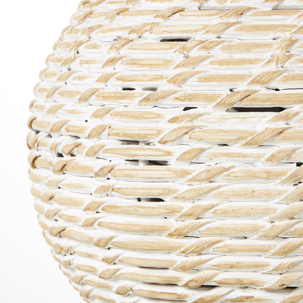 Fern White Wicker Table Lamp - Small