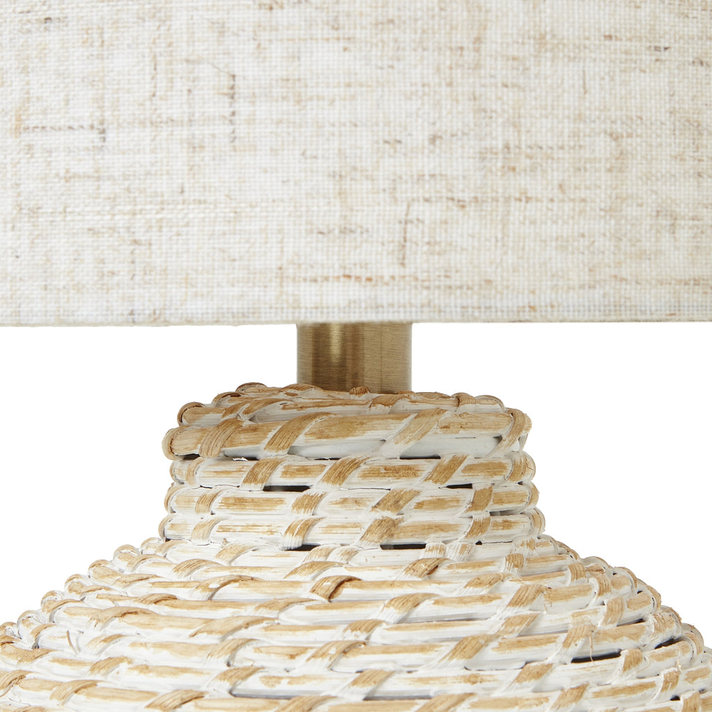 Fern White Wicker Table Lamp - Small