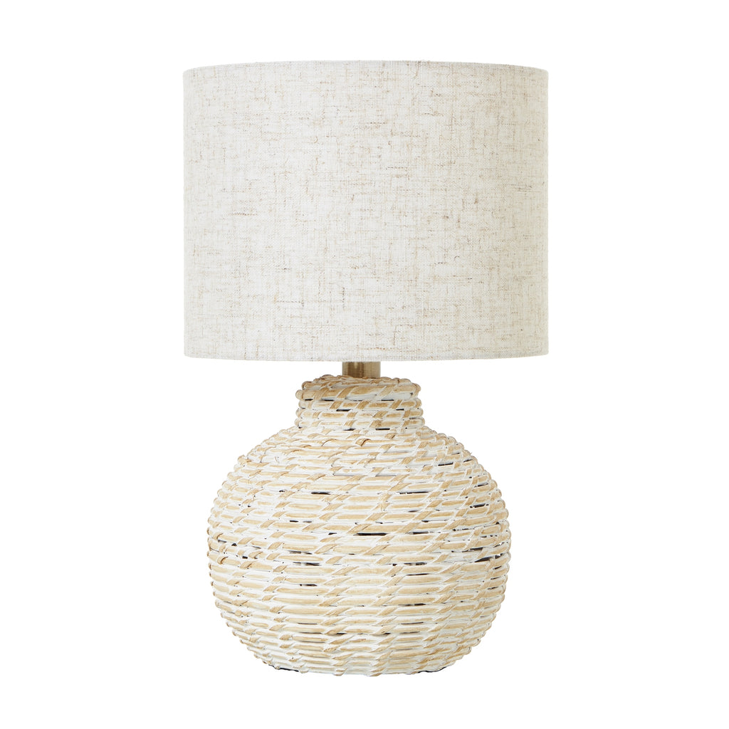 Fern White Wicker Table Lamp - Small