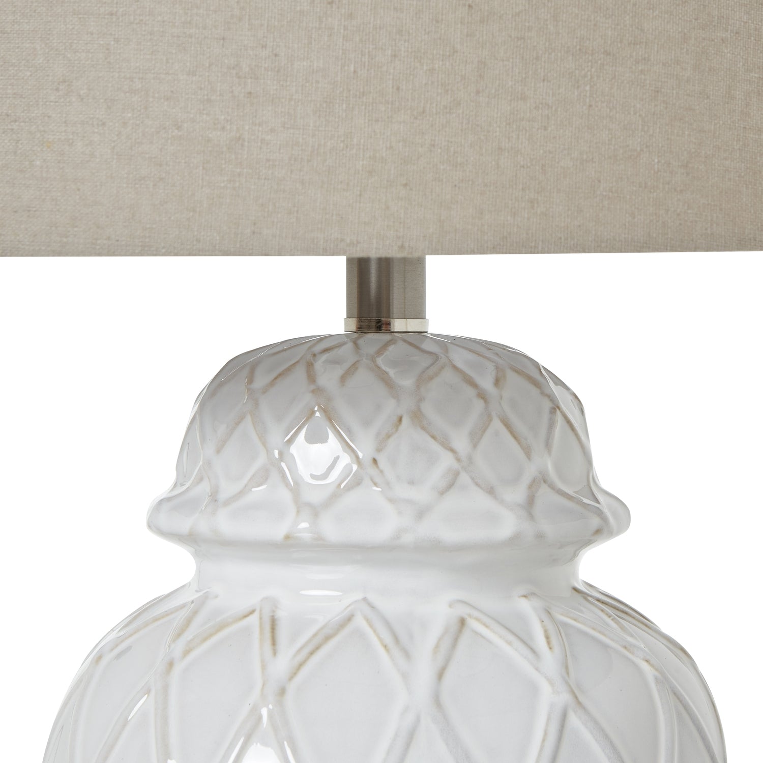 Aspen White Ceramic Ginger Jar Lamp With Linen Shade
