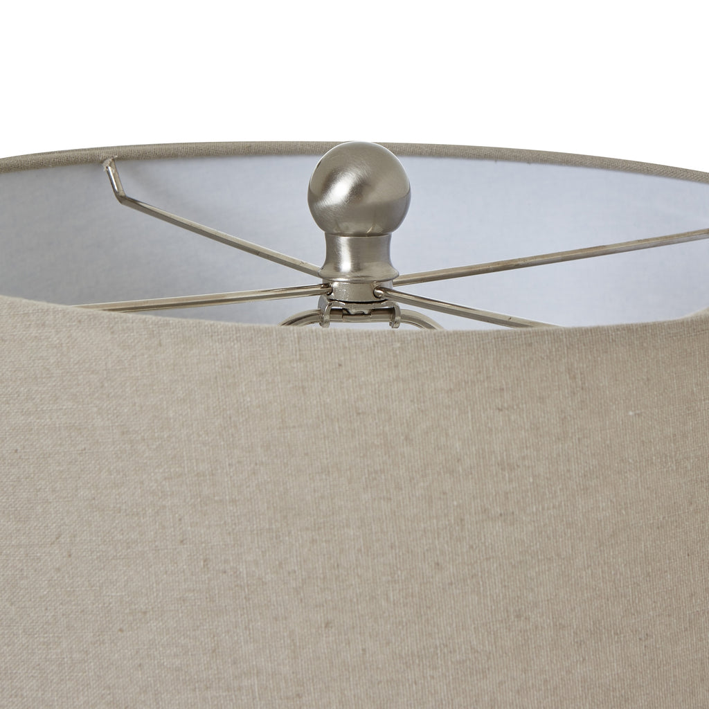 Saffron White Ceramic Pot Lamp With Linen Shade