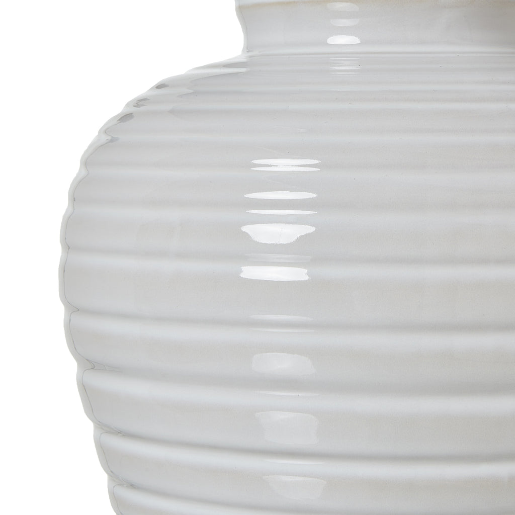 Saffron White Ceramic Pot Lamp With Linen Shade