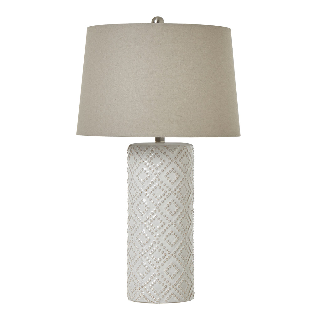 Novae Ceramic Lamp With Linen Shade