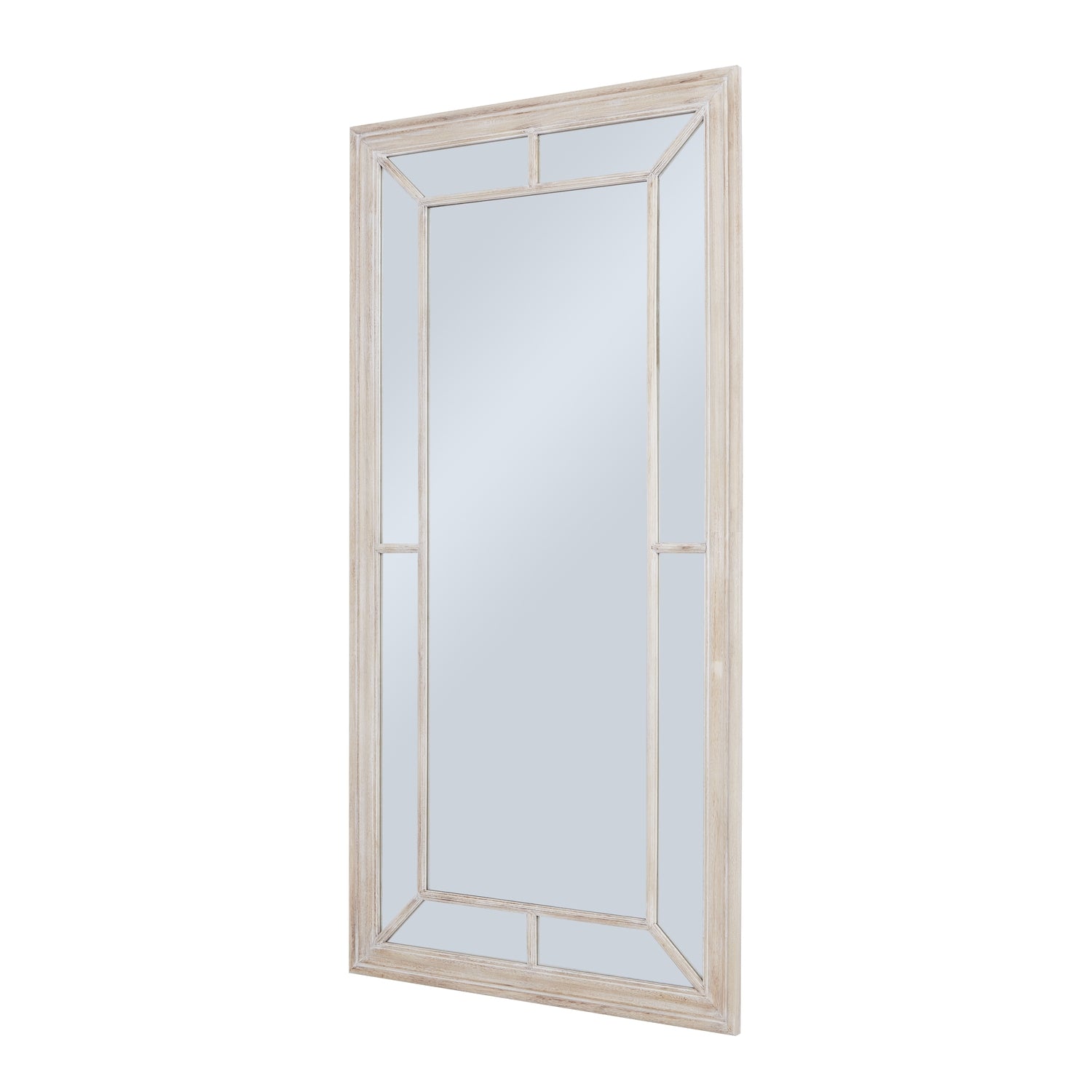 Kaia Washed Wood Framed Window Mirror - Large
