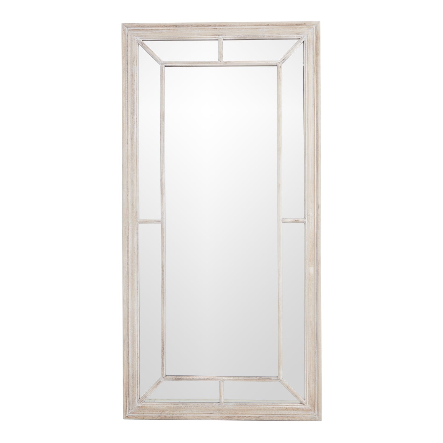 Kaia Washed Wood Framed Window Mirror - Large