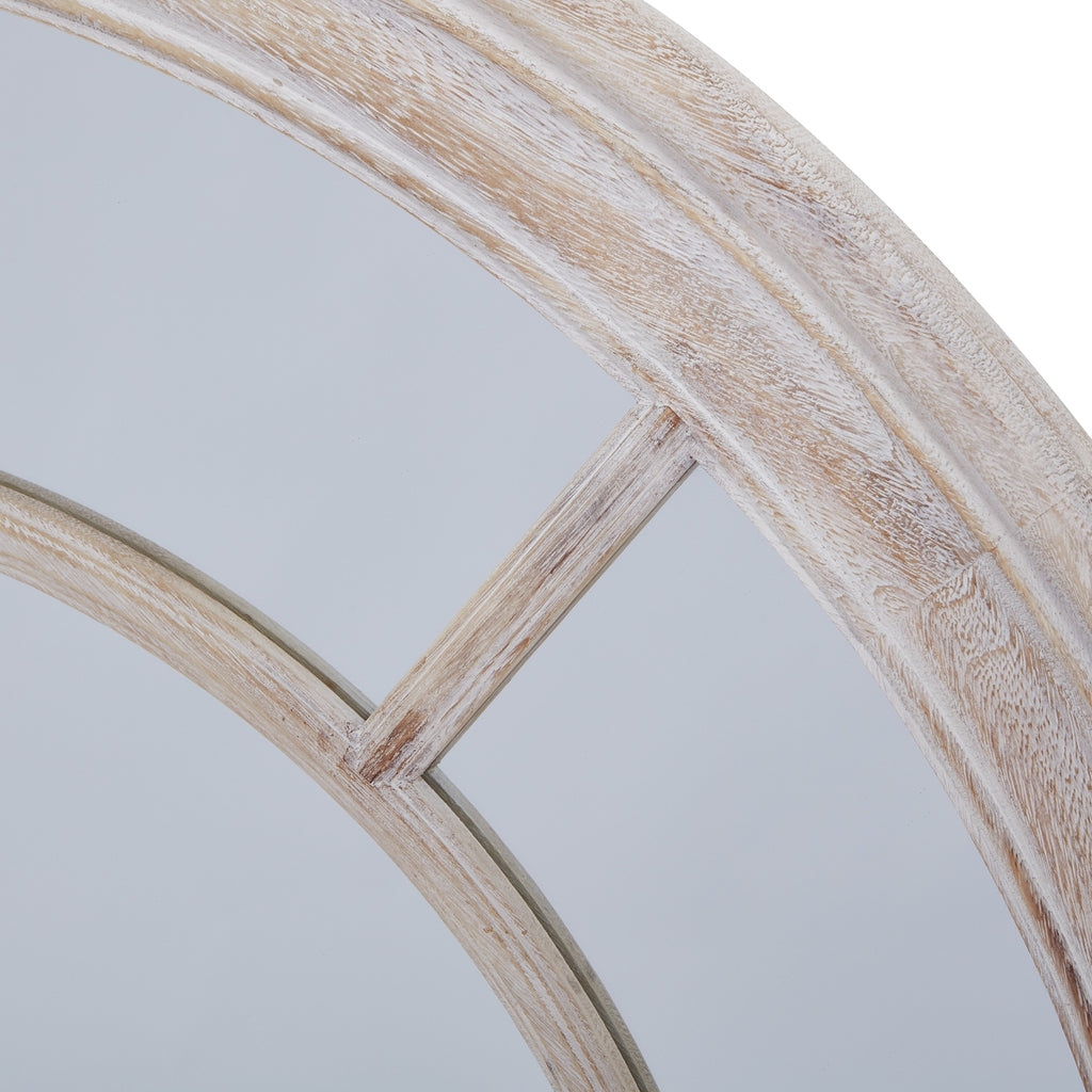Edena Washed Wood Framed Round Mirror