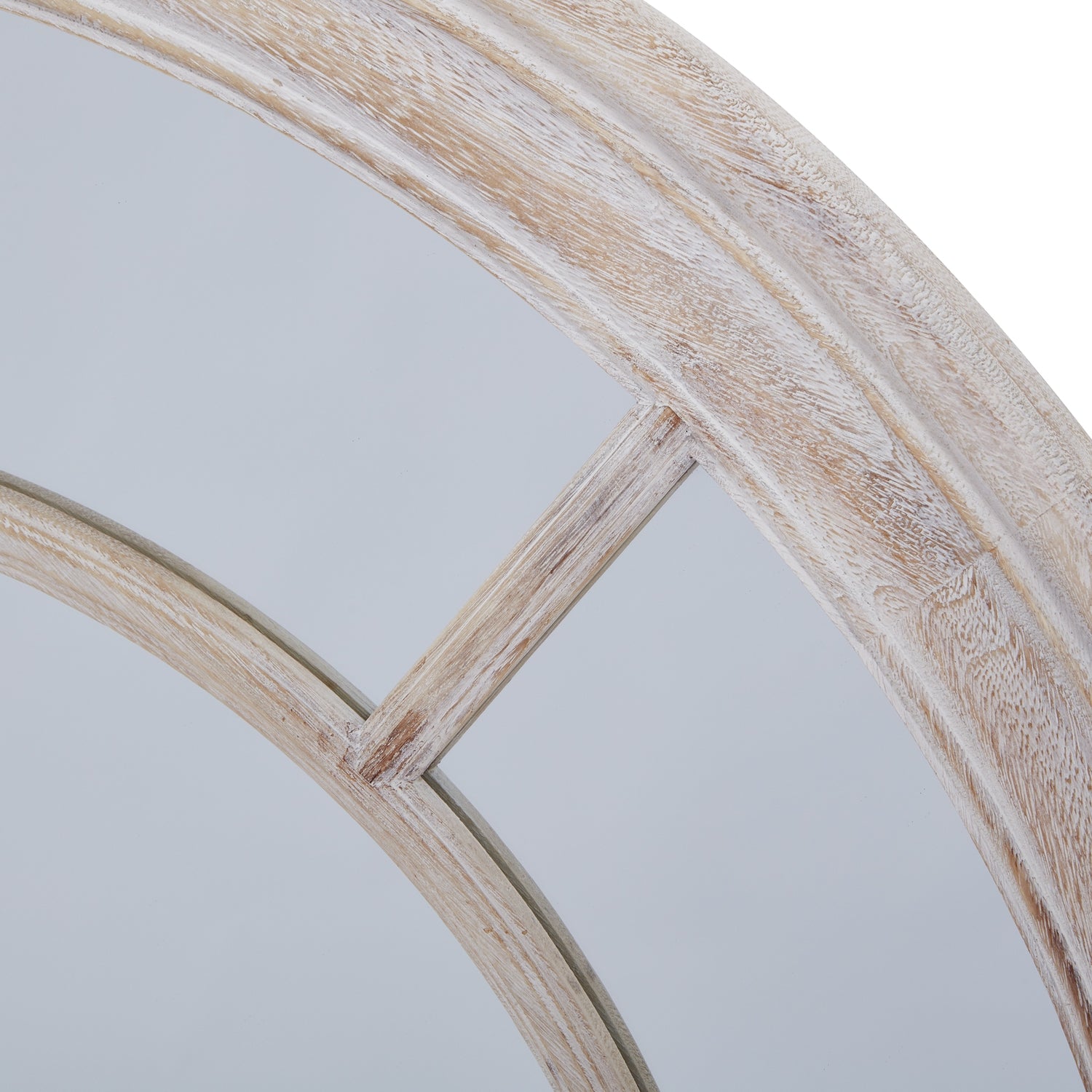 Edena Washed Wood Framed Round Mirror