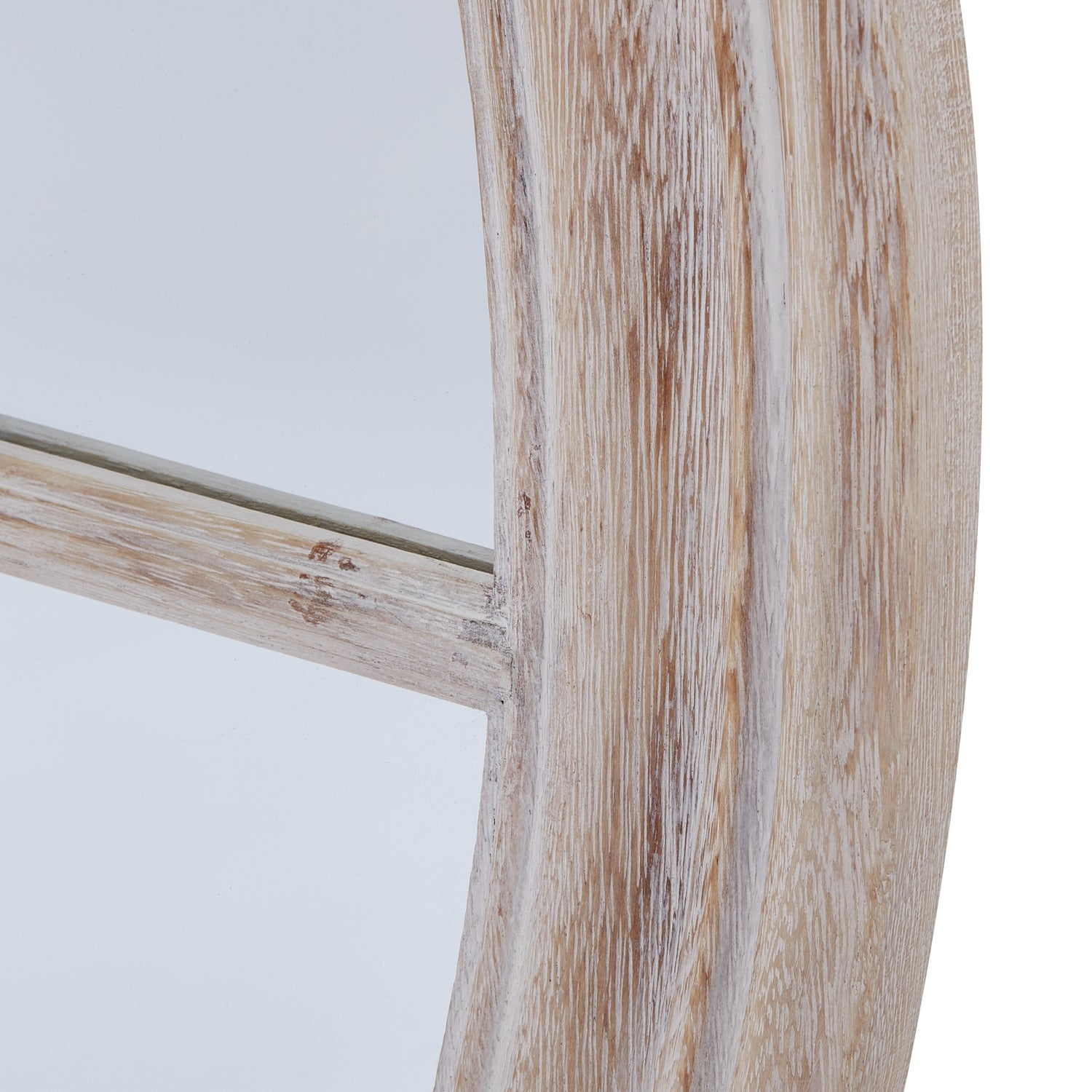 Edena Washed Wood Framed Round Mirror