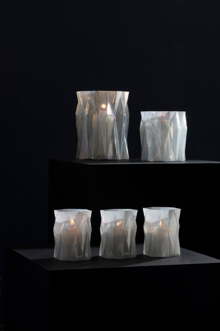 Celeste Irridescent Glass Candle Holder - Small
