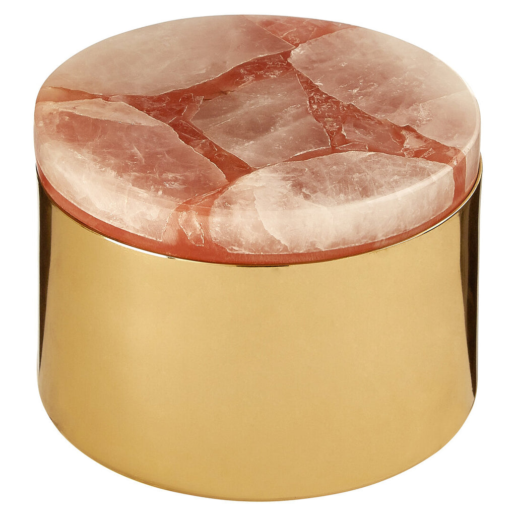 Lumi Pink Quartz & Gold Trinket Box - Small