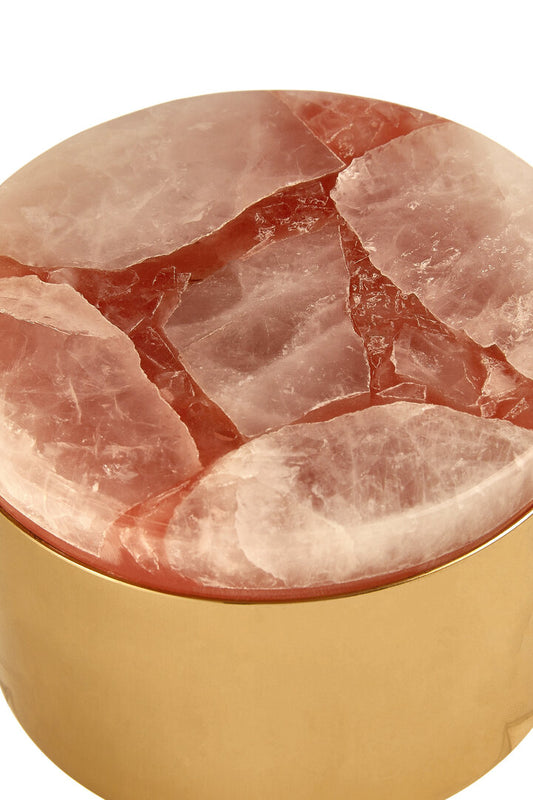 Lumi Pink Quartz & Gold Trinket Box - Small