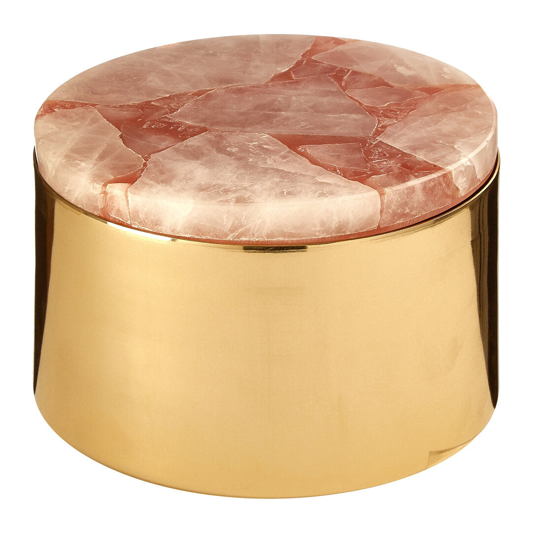 Lumi Pink Quartz & Gold Trinket Box - Large