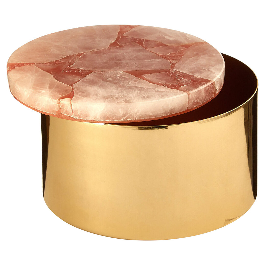 Lumi Pink Quartz & Gold Trinket Box - Large