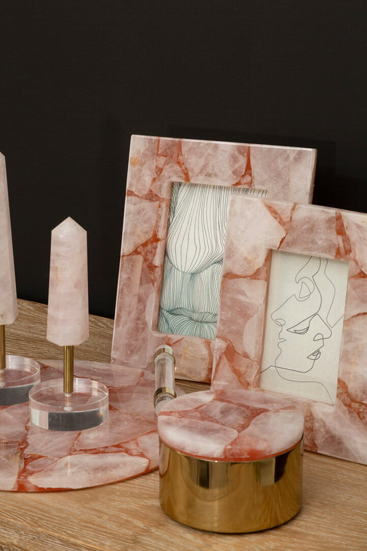 Lumi Pink Quartz & Gold Trinket Box - Large