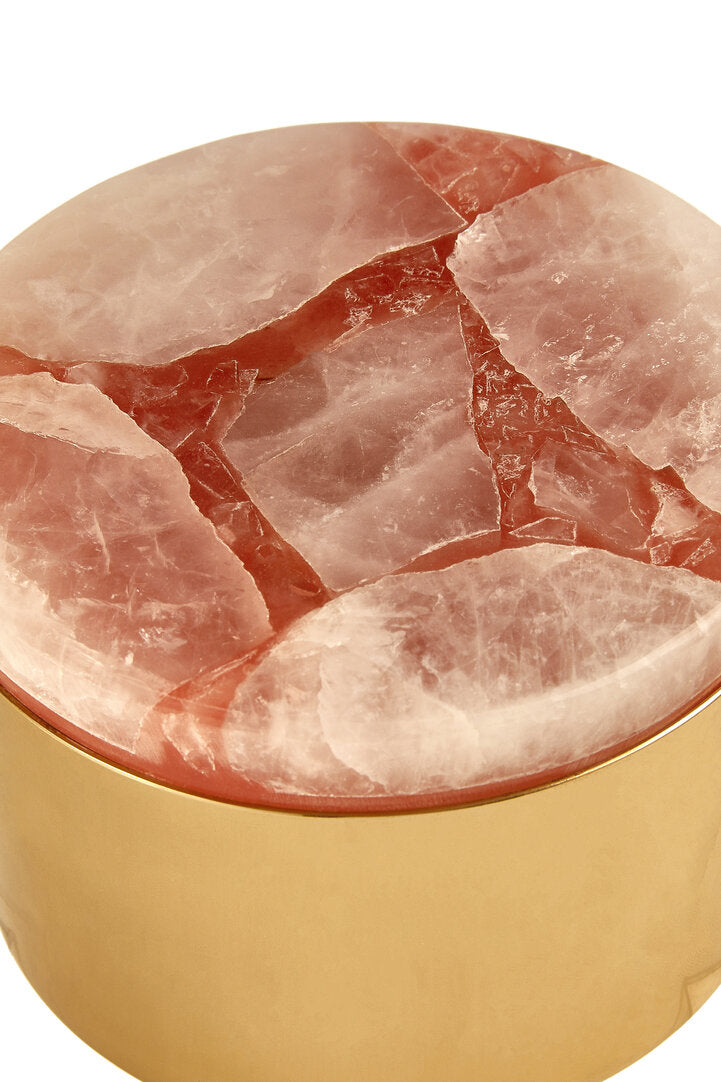 Lumi Pink Quartz & Gold Trinket Box - Large
