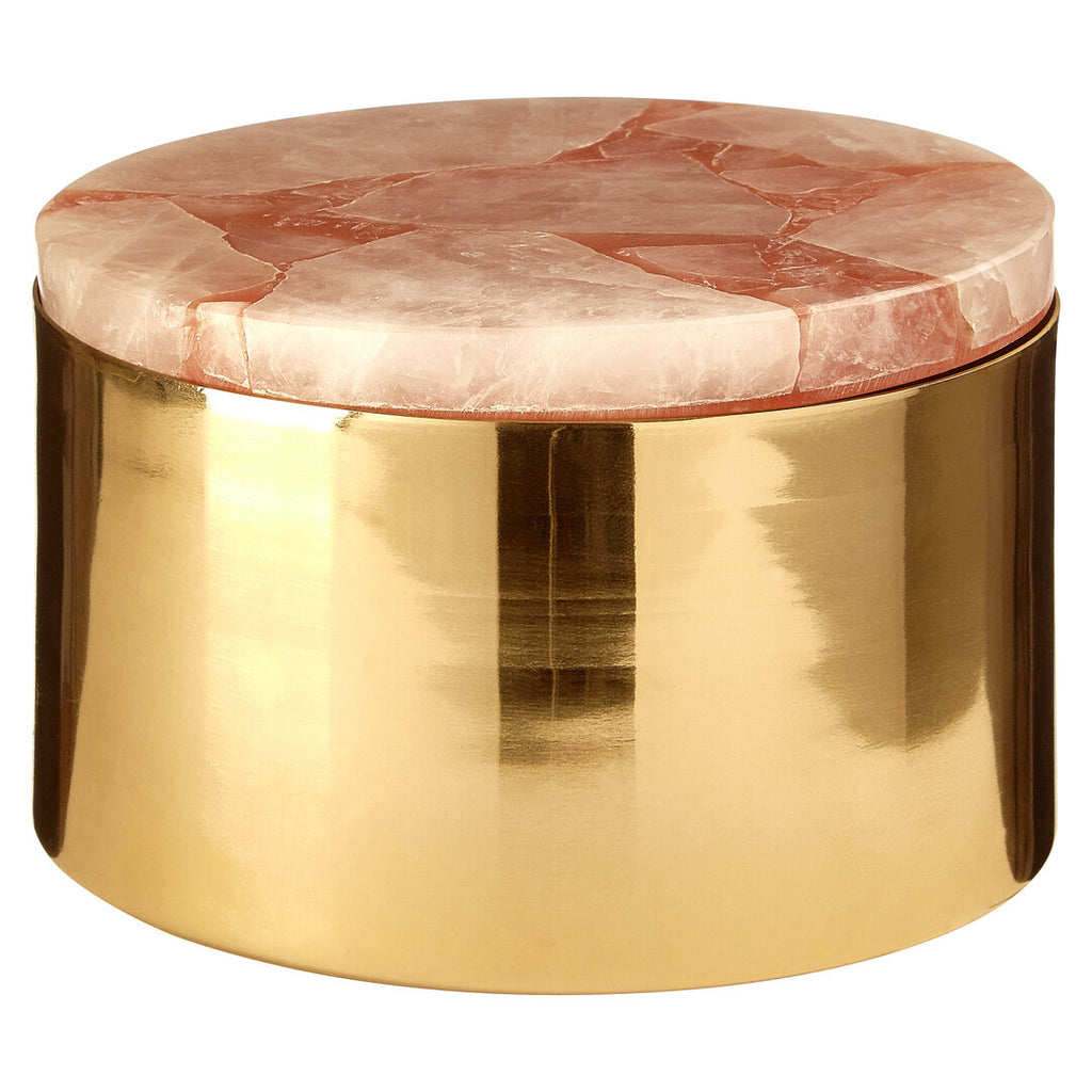 Lumi Pink Quartz & Gold Trinket Box - Large