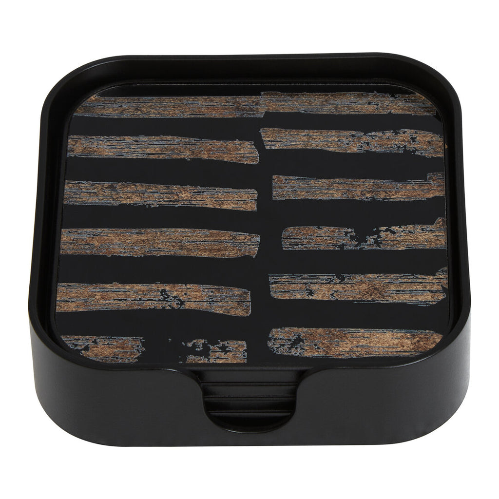 Varell Black & Gold Coasters - Set of 4