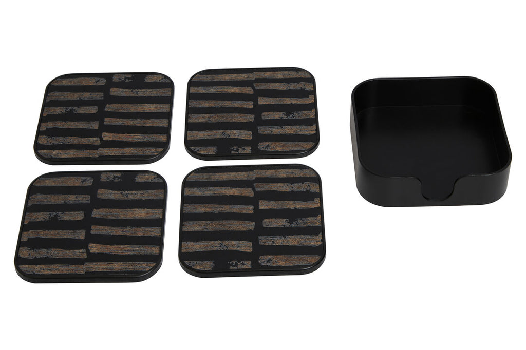 Varell Black & Gold Coasters - Set of 4