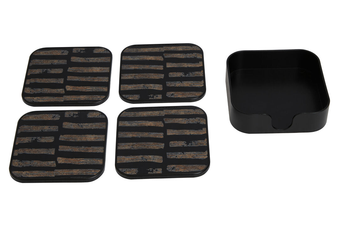 Varell Black & Gold Coasters - Set of 4