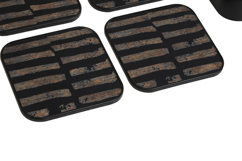 Varell Black & Gold Coasters - Set of 4