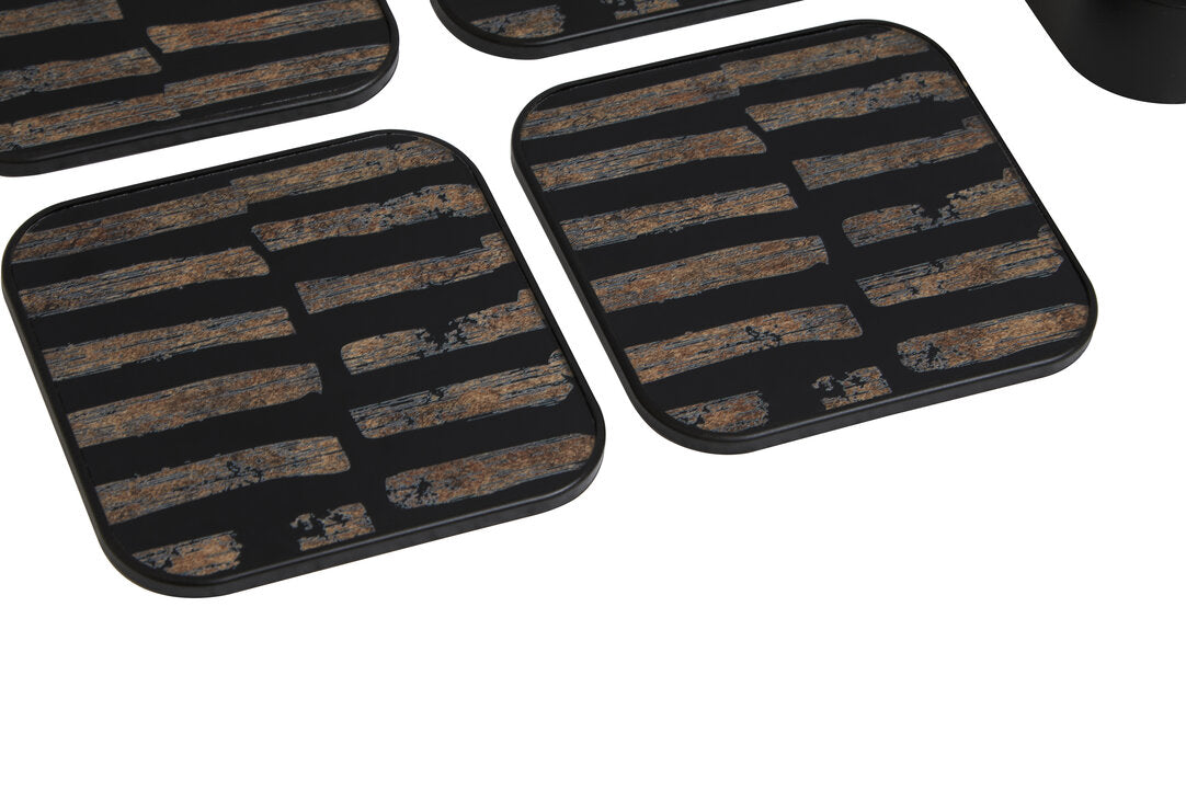 Varell Black & Gold Coasters - Set of 4