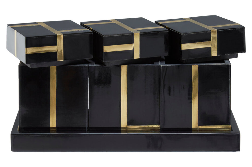 Yara Canister Set with Tray - Black & Gold