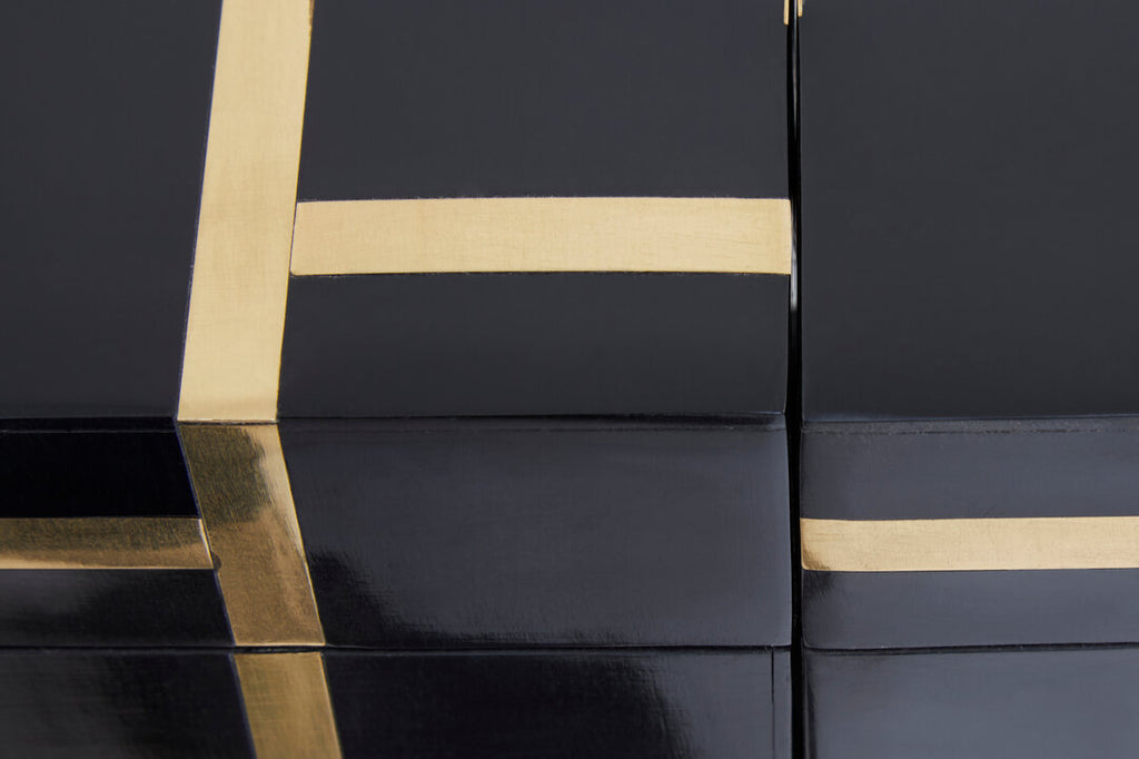 Yara Canister Set with Tray - Black & Gold
