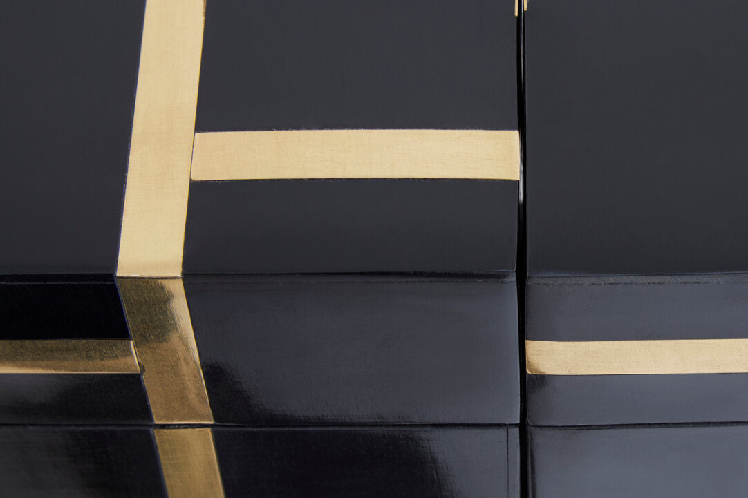 Yara Canister Set with Tray - Black & Gold