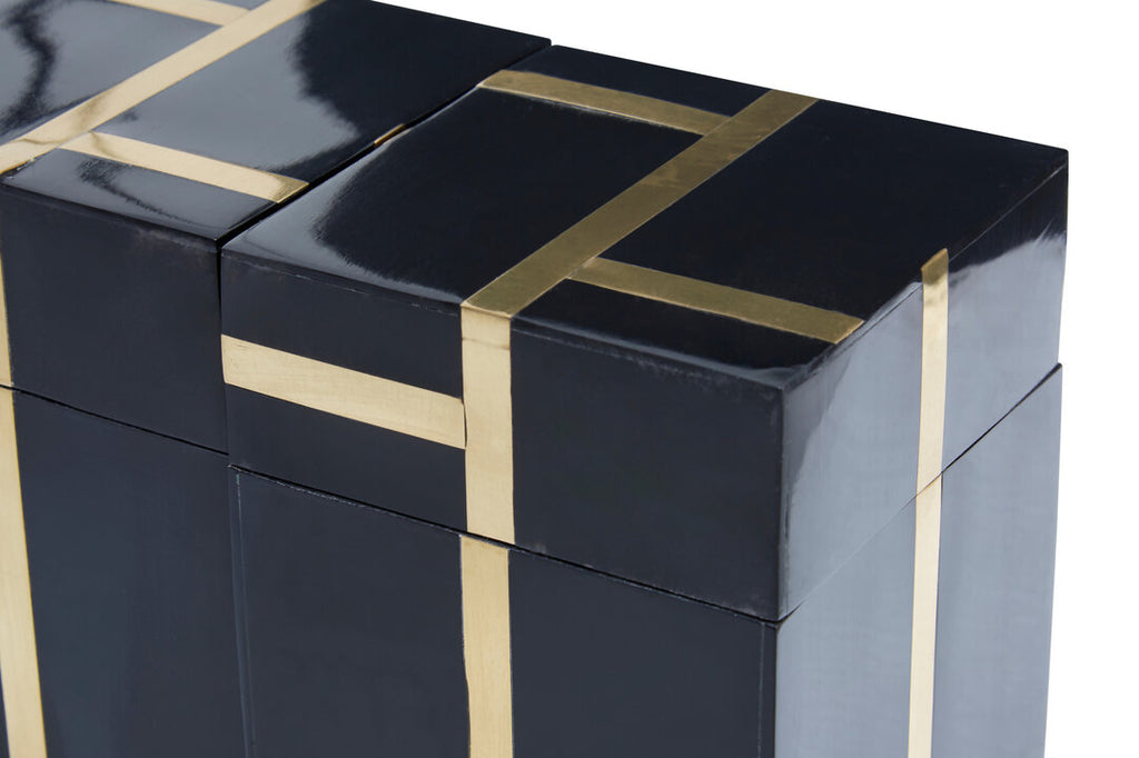 Yara Canister Set with Tray - Black & Gold