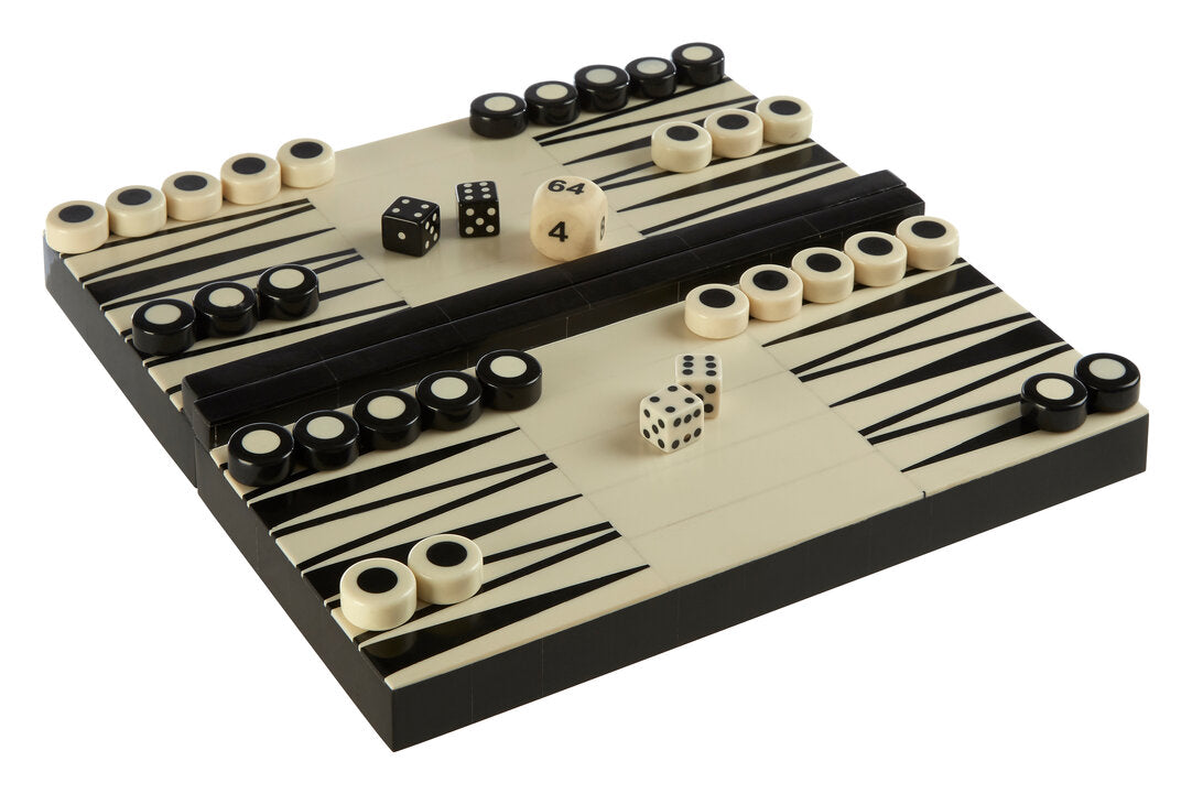 Byford Foldable Backgammon Set - Black and White