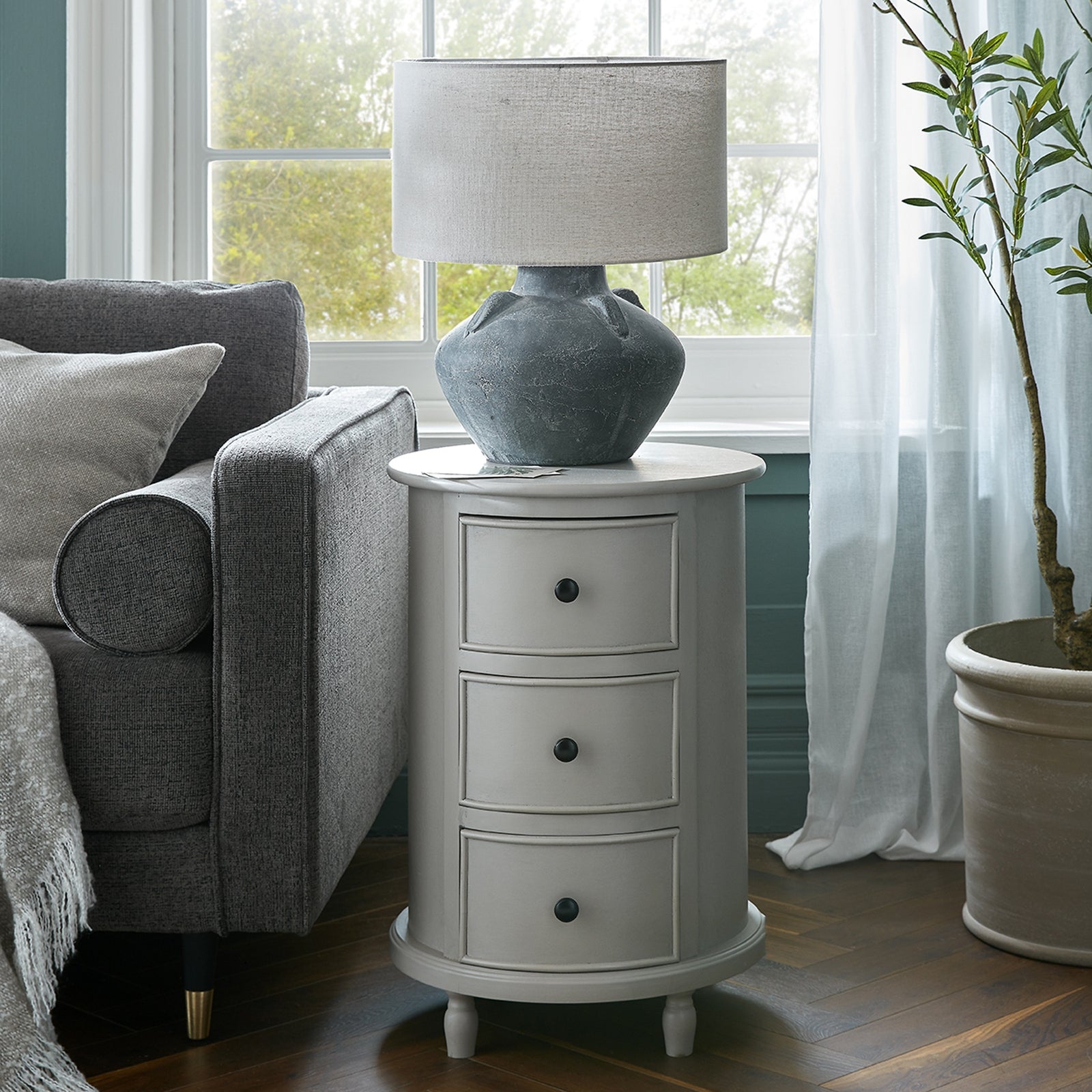 Delphine 3 Drawer Round Side Table