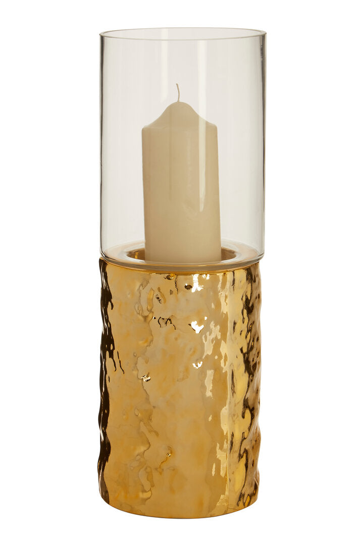 Rhea Pillar Candle Holder - Gold - Small
