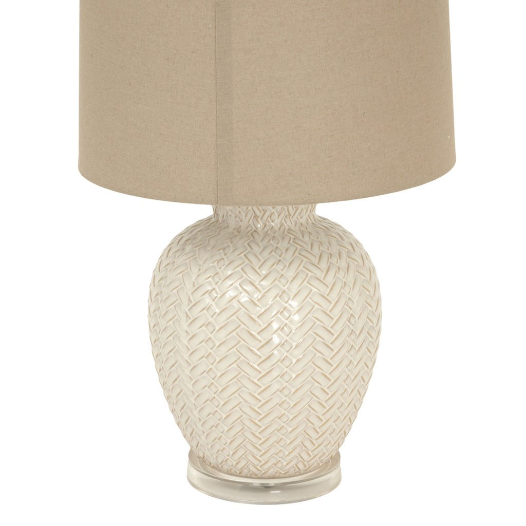 Simaine Weave Ceramic Table Lamp With Linen Shade