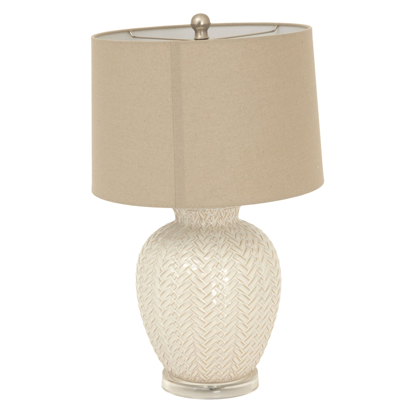 Simaine Weave Ceramic Table Lamp With Linen Shade