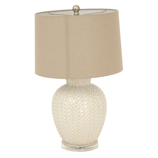 Simaine Weave Ceramic Table Lamp With Linen Shade