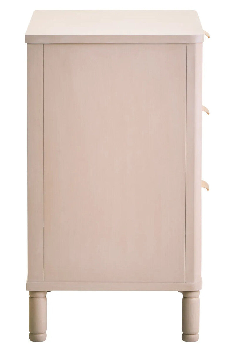 Valeria Fluted 3 Drawer Bedside Cabinet - Matte Taupe & Gold