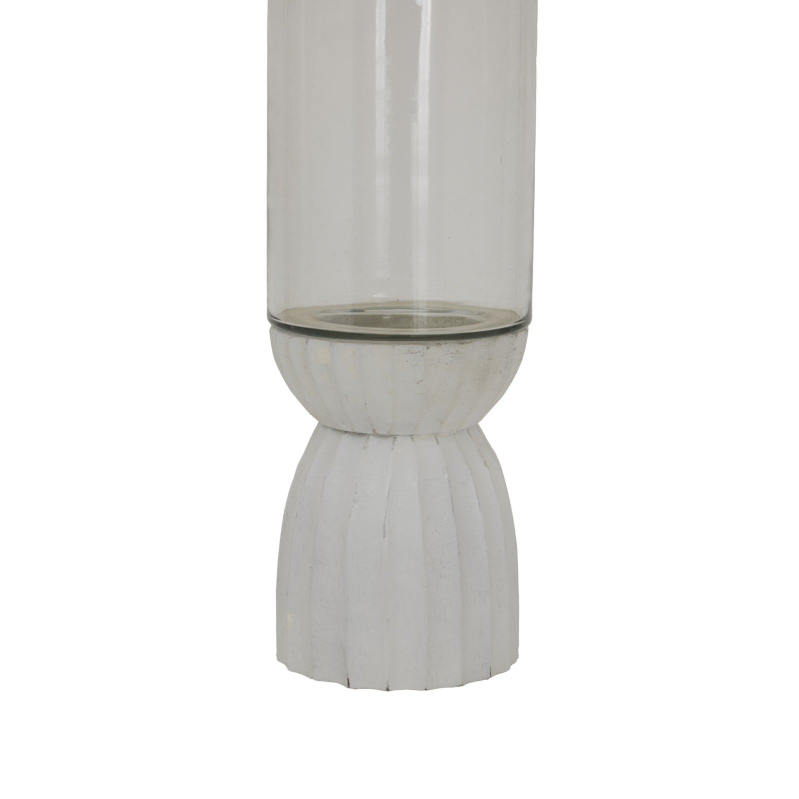 Vionne White Carved Hurricane Lantern - Medium