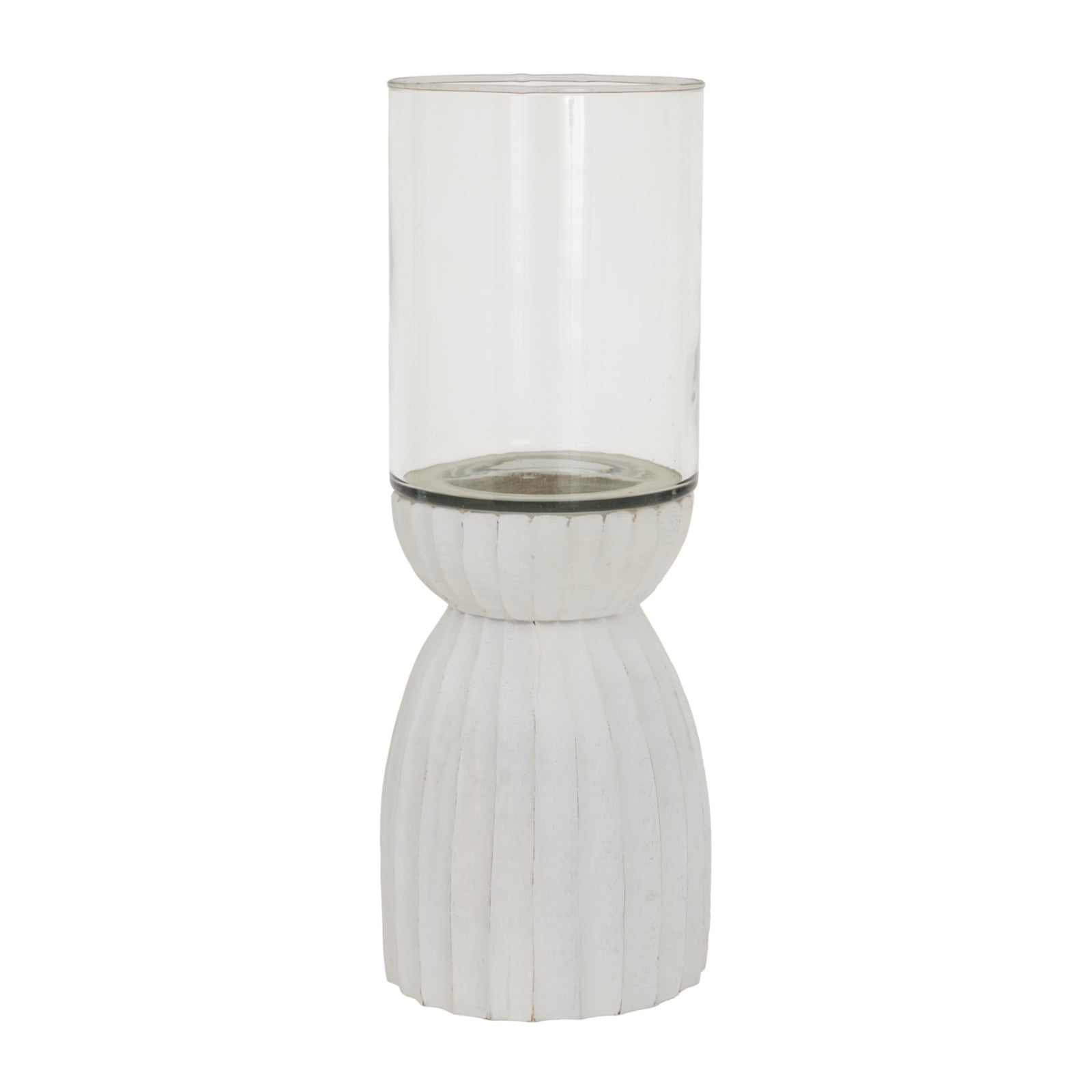 Vionne White Carved Hurricane Lantern - Large