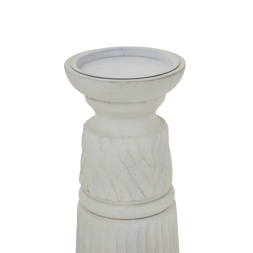 Prelude White Carved Candle Holder - Small