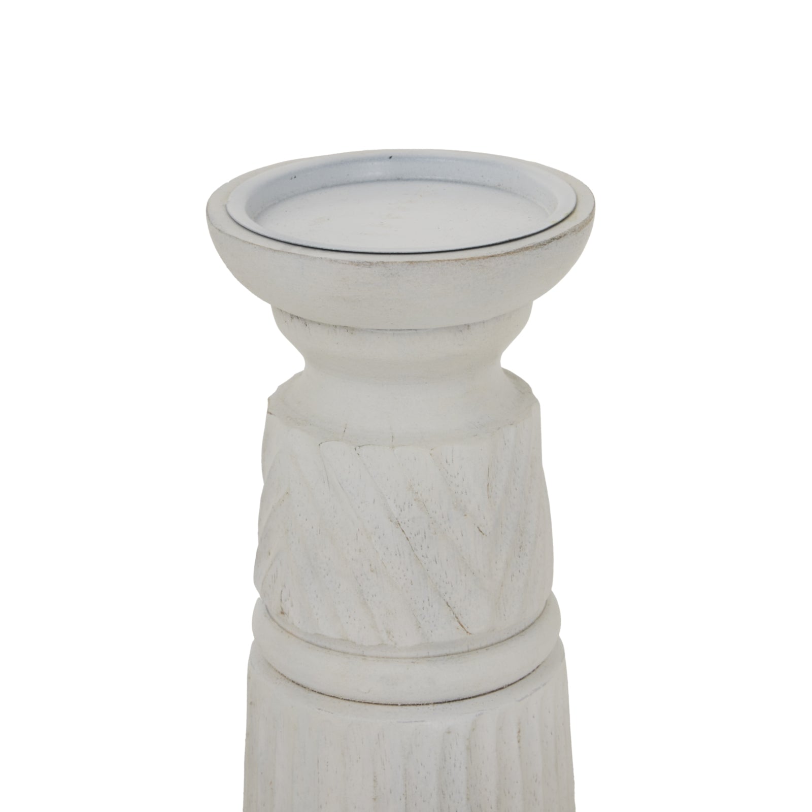 Prelude White Carved Candle Holder - Small