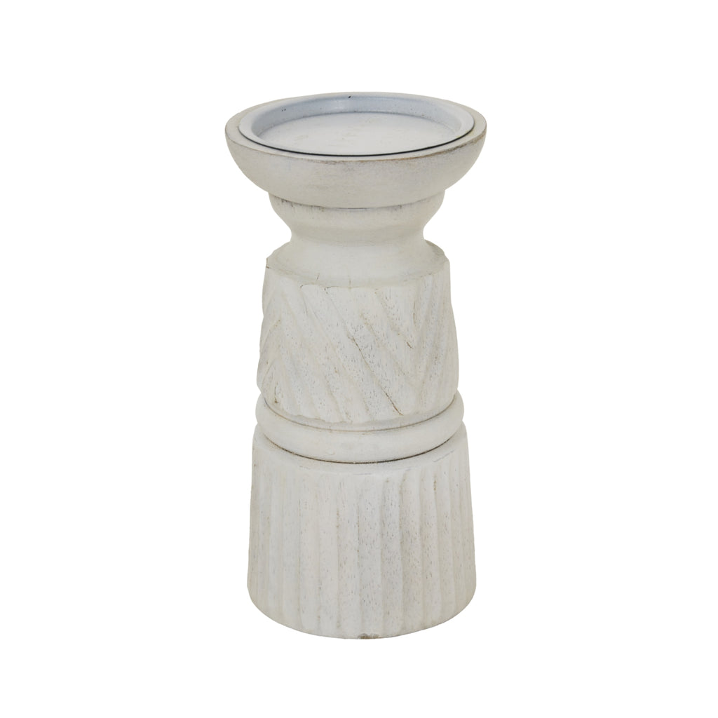 Prelude White Carved Candle Holder - Small