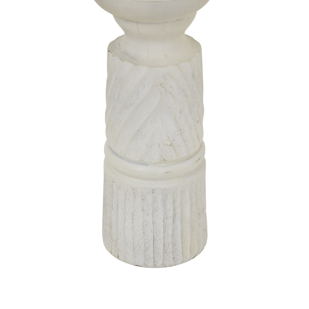 Prelude White Carved Candle Holder - Medium